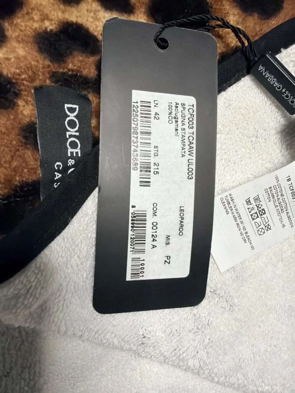 NWT Dolce & Gabbana Casa Guest Towel Leopard Size One Size